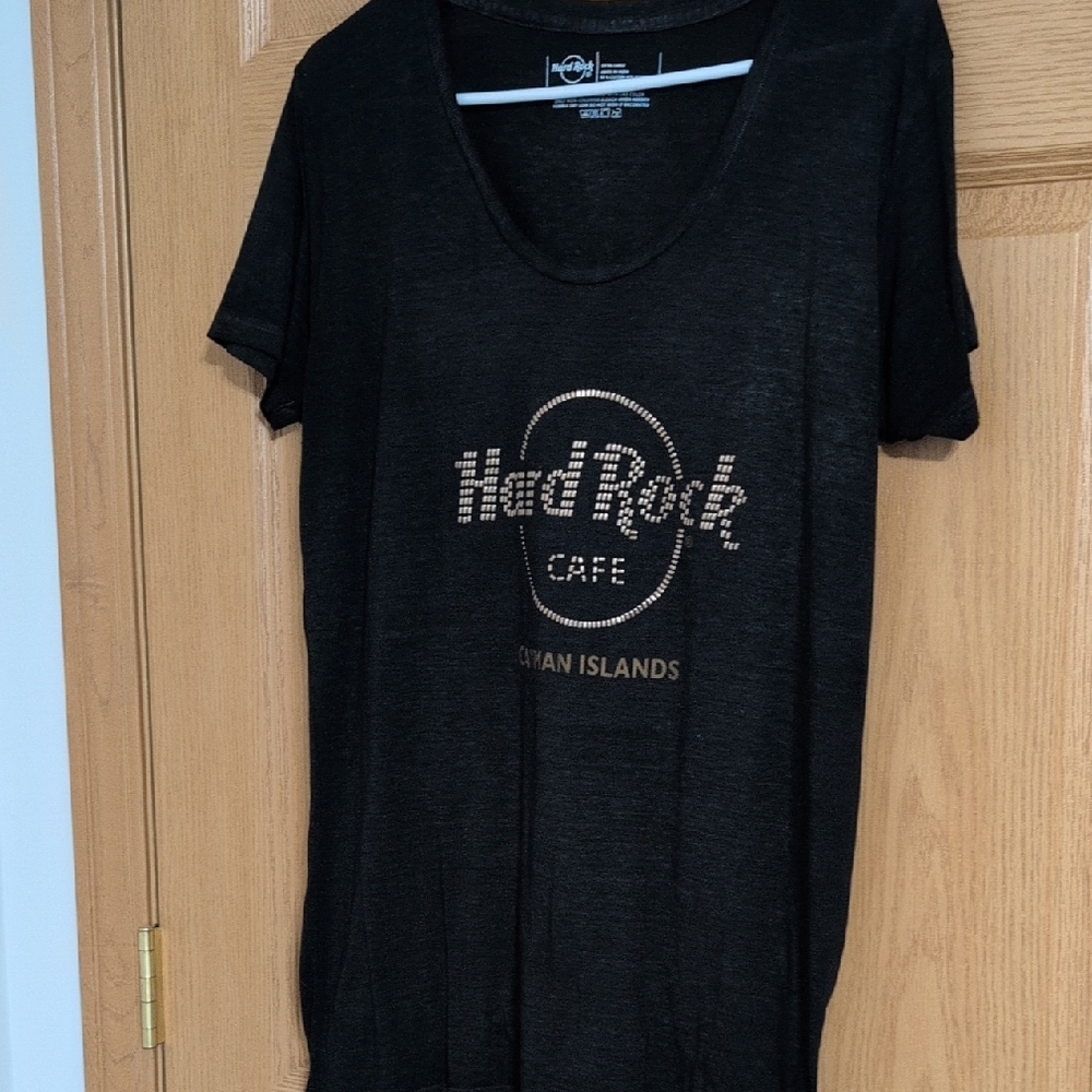Hard Rock Cafe Black Tee with Gold Rhinestone Logo